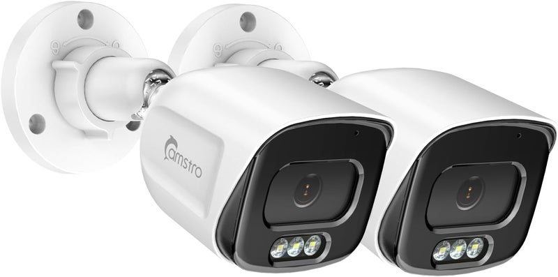 CAMSTRO 5MP Add On 2pcs Wired POE Cameras for 4K 8CH NVR, Human/Vehicle/Pet/Parcel Smart Detection, H.265+, 100ft Night Vision, IP67 Waterproof - White - Image 1